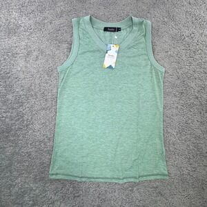 Sunbs Womens Sage Green Heather V-Neck Activewear Tank Top Small NWT